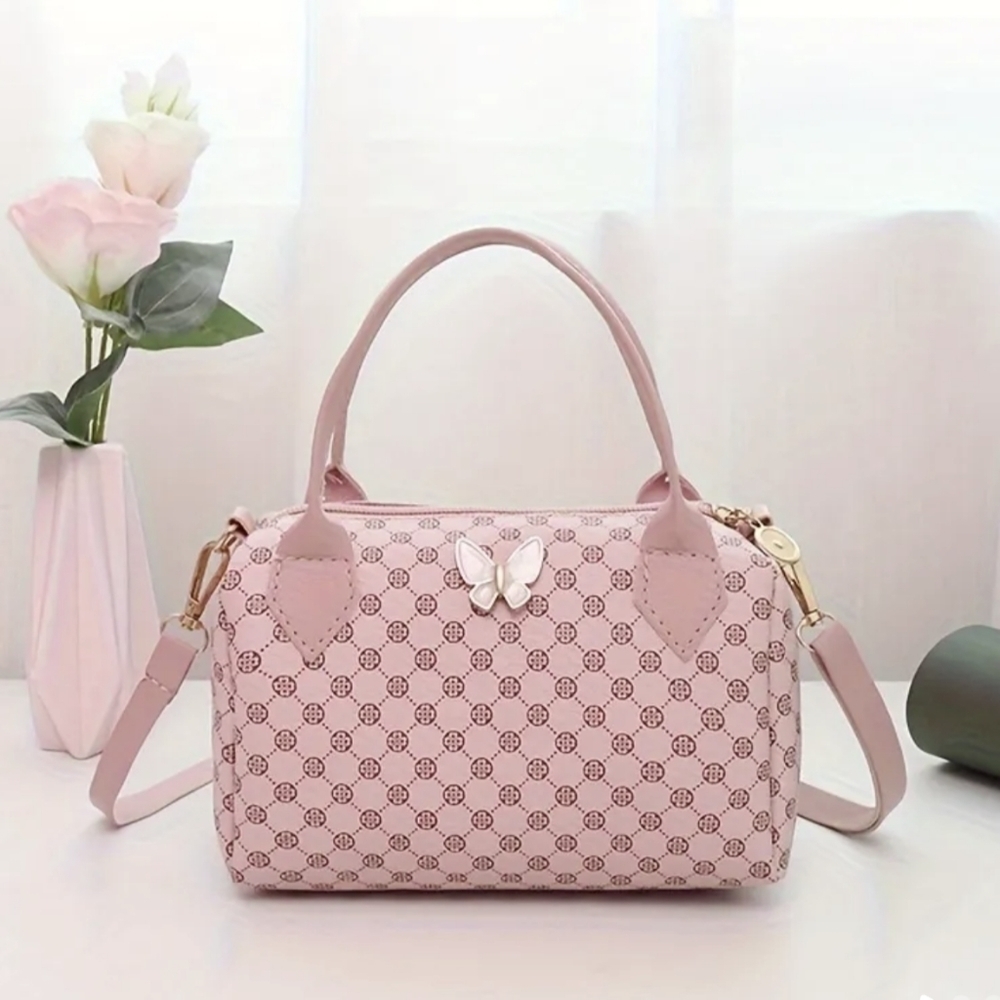 New Classic Butterfly Decor Boston Purse Bag, T1MIS